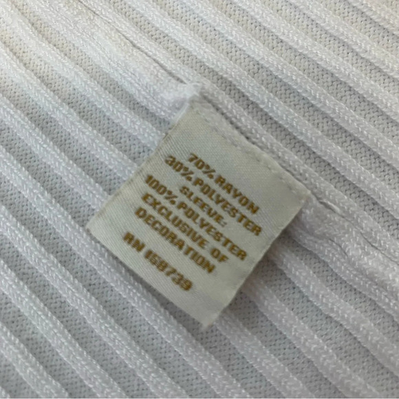 Coco Bleu Open White TiB Knit Cardigan Medium Crochet Puff Sleeve Knit Stretch - Picture 7 of 10